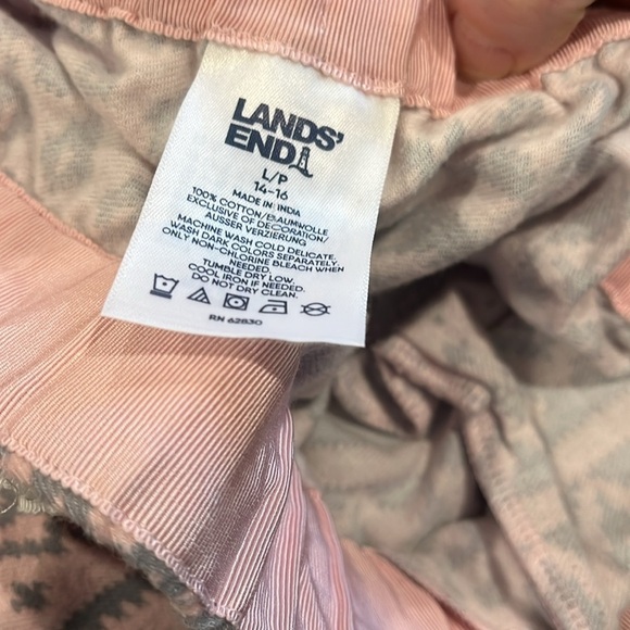 Lands End Pink and Gray Patterned Petite Pajama Set - Picture 3 of 5